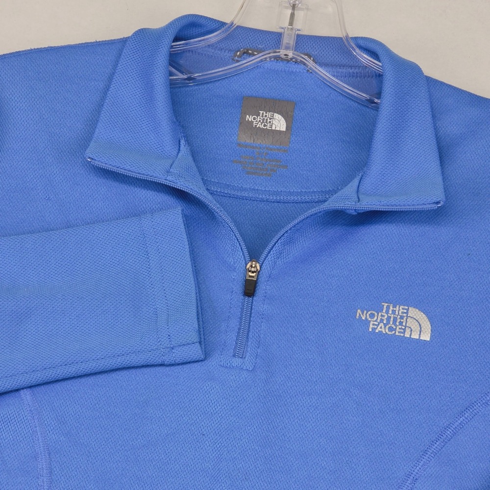 The North Face 1/4 Zip Pullover Top Shirt Women's Kids Small Blue VaporWick